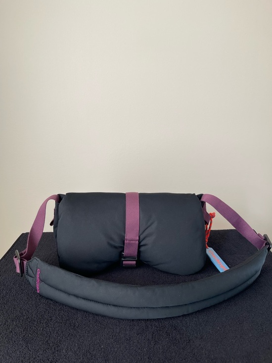 Coach Handbags - Coach Black Crossbody Bag with Purple Strap